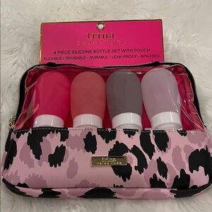 🆕Trina Turk Silicone Travel Bottle Set 4 Piece with Pouch Travel Pouch BPA Free